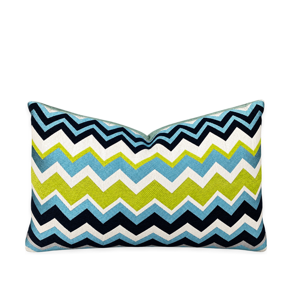 Chevron Aqua – 24" × 14" Luxury Lumbar Pillow