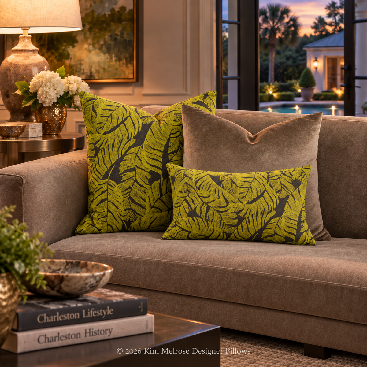 Riviera Palm – 24" × 24" Luxury Square Pillow