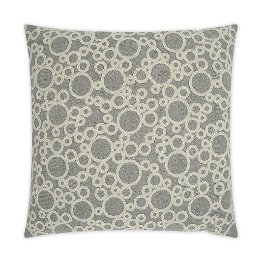 Luxury Pillow -  24" x 24" -  Bubbles; Ivory embroidery on a grey base