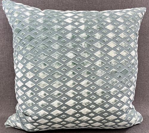 Luxury Pillow - 24" x 24" - Bassey Seafoam; Seafoam chenille in a beautiful diamond jacquard pattern