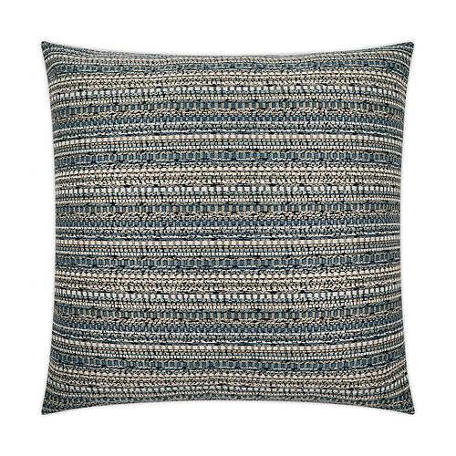 Luxury Pillow; 24" x 24" - Bodhi-Azure; striped, textured fabric of cream, gold, blue and teal hues