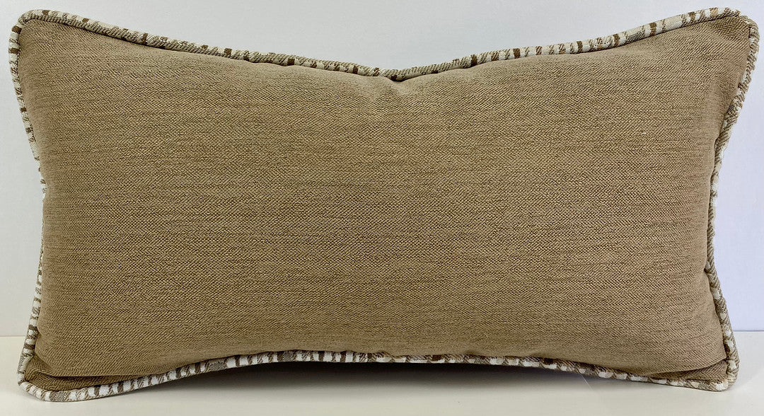 Luxury Outdoor Lumbar Pillow - 22" x 12" - Brighton - Sand; Sunbrella, or equivalent, fabric with fiber fill