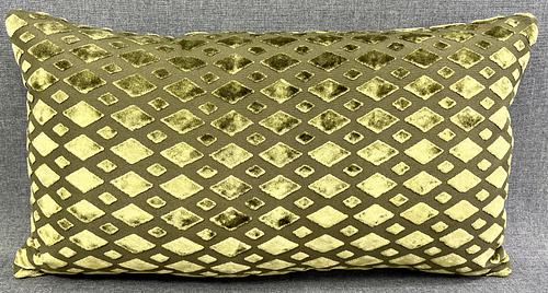 Luxury Lumbar Pillow - 24" x 14" - Bassey Moss; Solid green in a basketweave diamond pattern