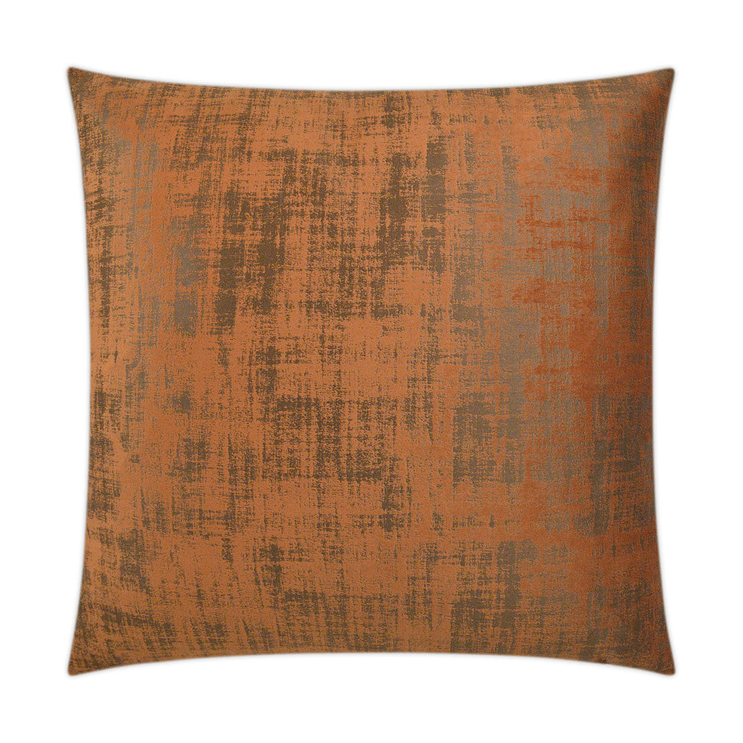 Luxury Pillow -  24" x 24" -  Fresco - Saffron; rust orange velvet with overpaint of grey scrub
