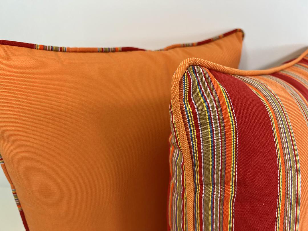 Luxury Outdoor Pillow - 22" x 22" - Hyannis Port - Orange; Sunbrella, or equivalent, fabric with fiber fill