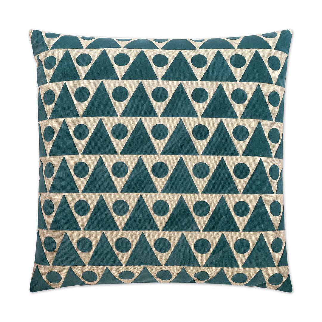 Luxury Pillow -  24" x 24" - Kilo-Turquoise; Teal cut velvet pattern over a cream background