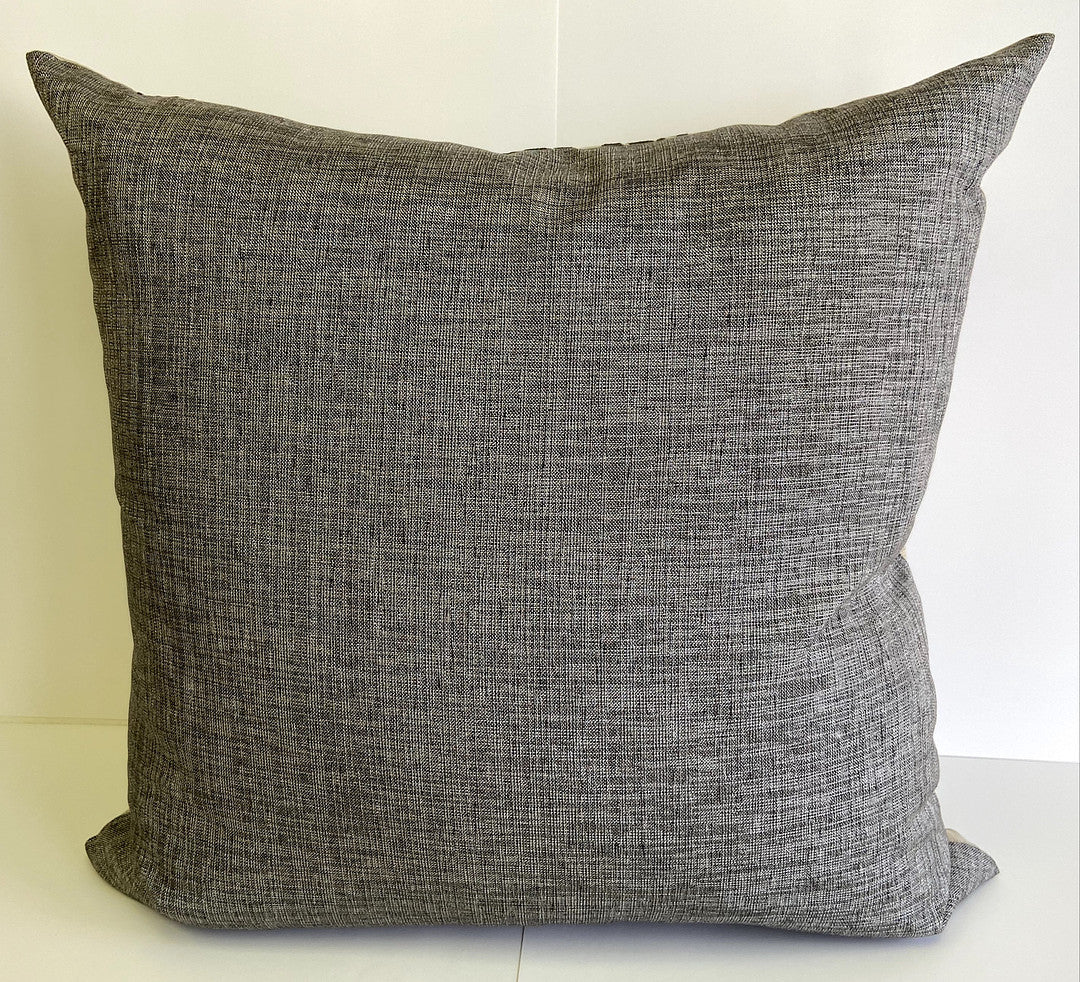 REDUCED TO CLEAR  Luxury Pillow -  24" x 24" - Angelique; Pewter embroidery on a sand base cloth