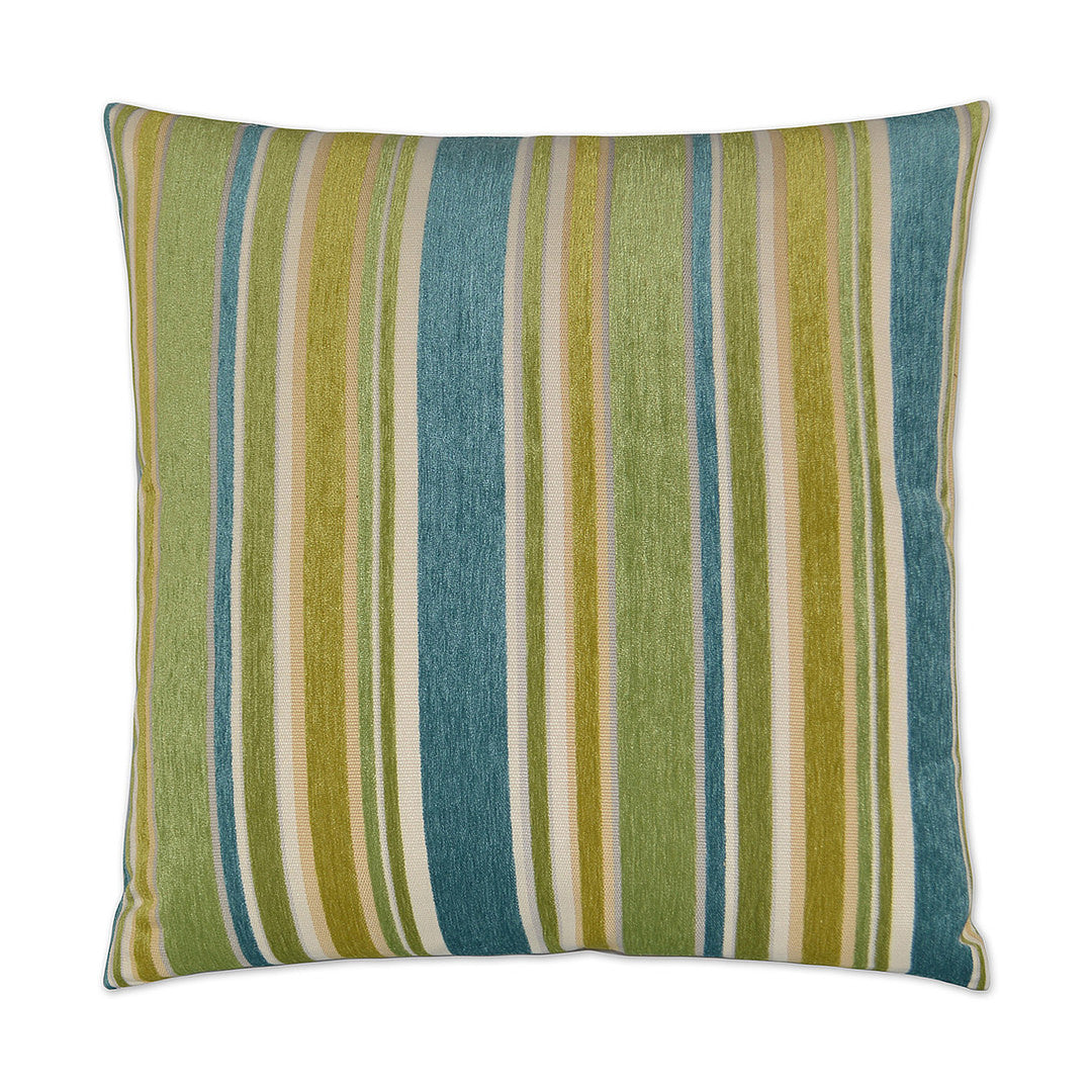 Luxury Pillow -  24" x 24" - Oliver; Sea blue, grass green and wheat gold stripes