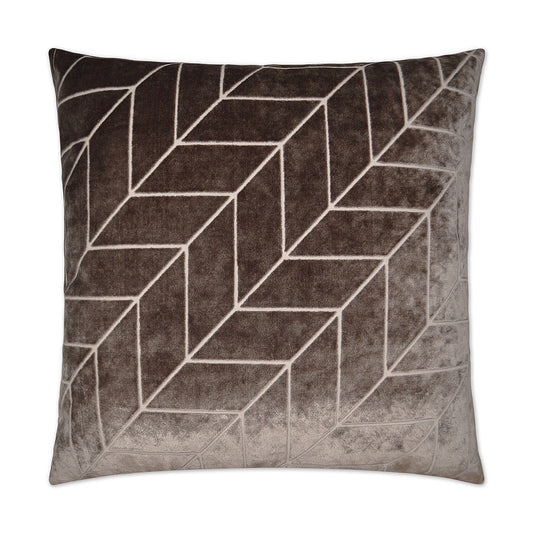 REDUCED TO CLEAR  Luxury Pillow - 24” x 24” - Villa Mocha; Brown velvet with a mocha/cream geometric pattern