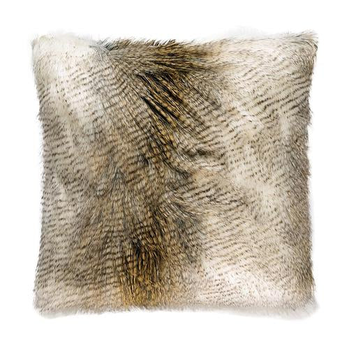 Luxury Pillow -  24" x 24" -  Alaskan Hawk; Elegant Faux Fur Pillow with Charcoal Back.