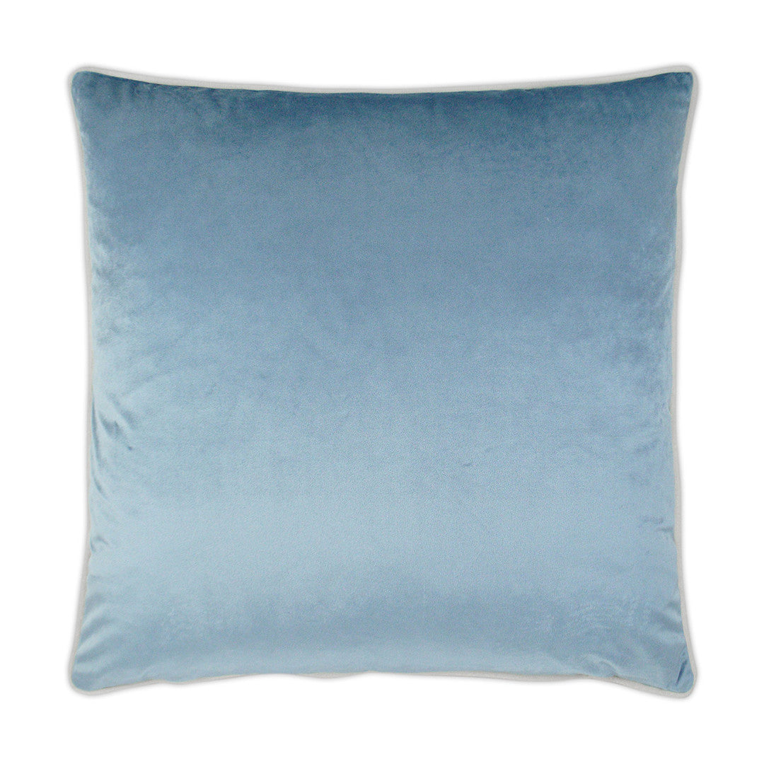 REDUCED TO CLEAR! Luxury Pillow; 24" x 24" - Darling-Chambray, soft velvet solid in shiny powder blue with white piping