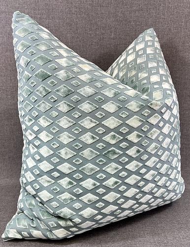 Luxury Pillow - 24" x 24" - Bassey Seafoam; Seafoam chenille in a beautiful diamond jacquard pattern