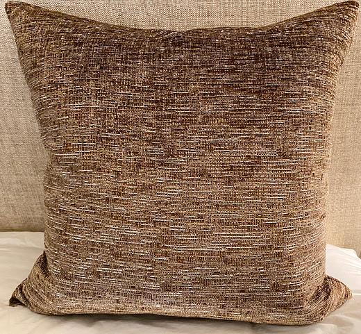 Luxury Pillow 24” x 24” - Root Beer; a shimmering soft fabric of browns and silver on both sides