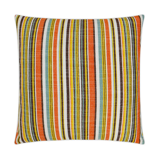 Luxury Outdoor Pillow - 22" x 22" - Fancy Stripe-Multi; Sunbrella, or equivalent, fabric with fiber fill