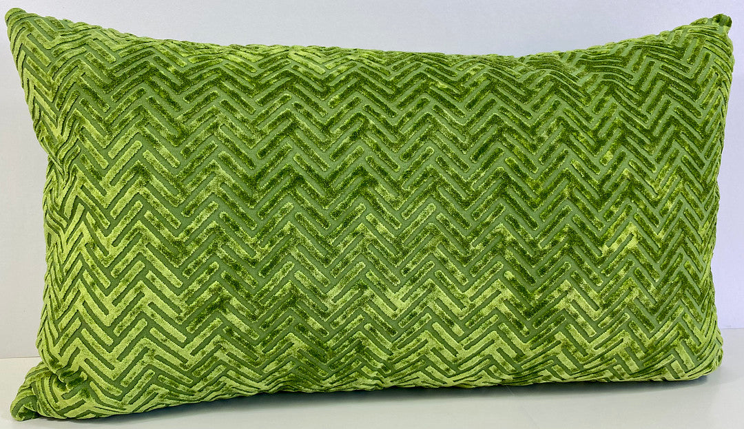 Luxury Lumbar Pillow - 24" x 14" - Maze-Green; A beautiful bright green with velvet texture