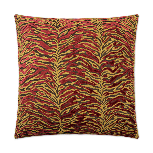 Luxury Pillow - 24" x 24" - Sabu -Ruby; Lush ruby and gold on black