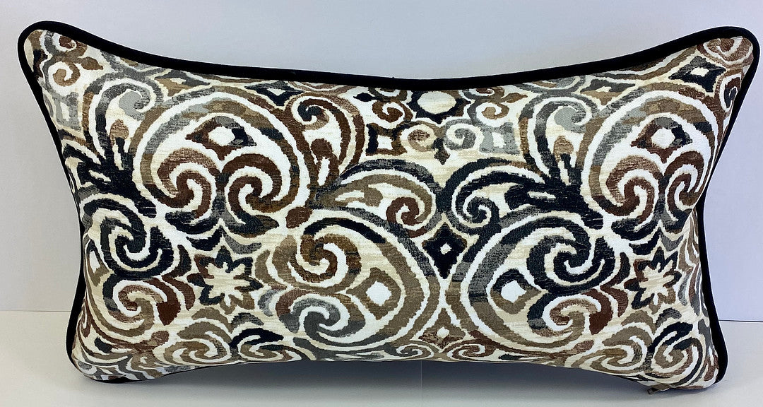 Luxury Outdoor Lumbar Pillow - 22" x 12" - Montecito - Gate; Sunbrella, or equivalent, fabric with fiber fill