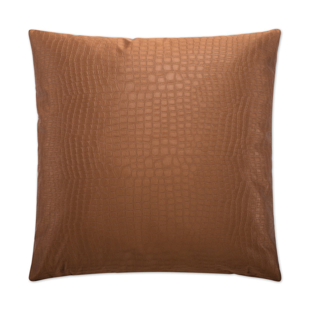 Luxury Pillow - 24" x 24" - Croc Copper Luxurious Copper Fabric In An Alligator Skin Embossed Pattern