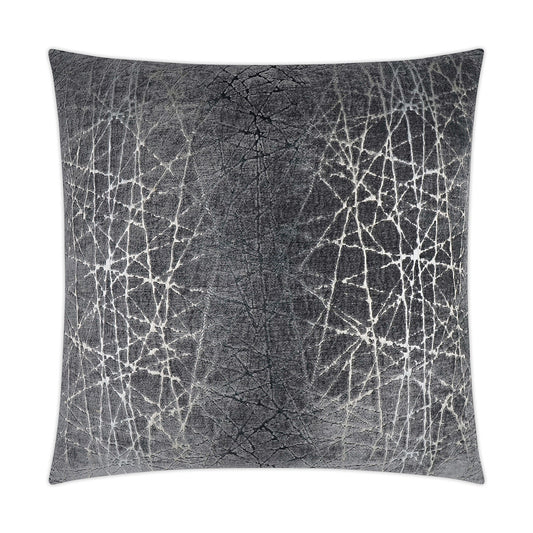 Luxury Pillow - 24” x 24” - Questa - Cavier; Textured deep charcoal and silver