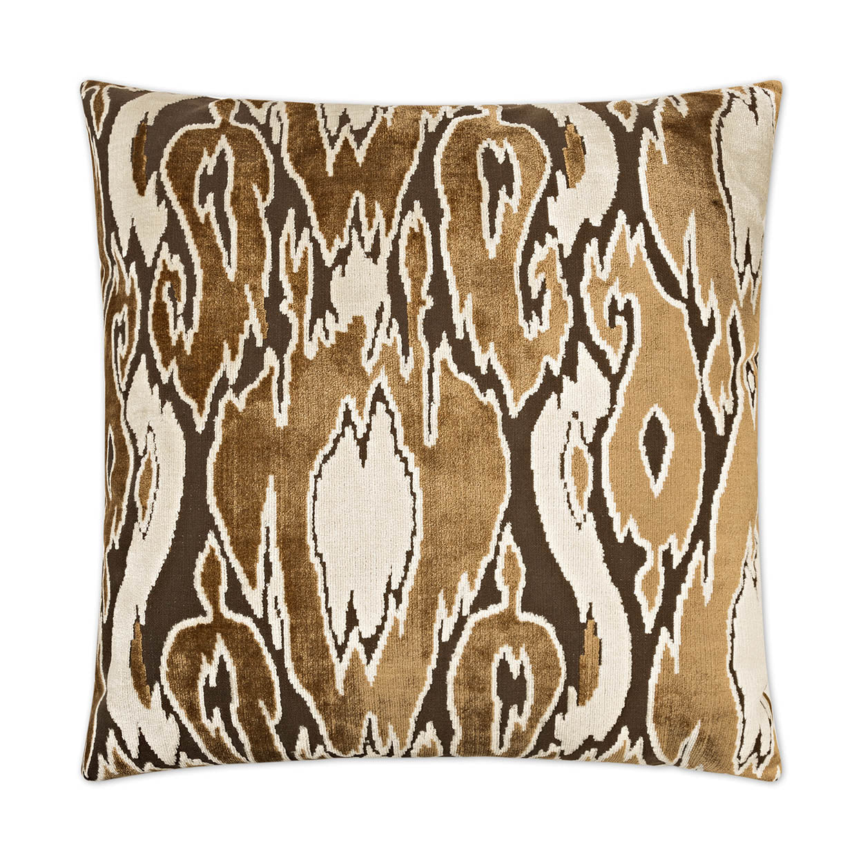 Luxury Pillow 24” x 14” - Maldives Bittersweet; Velvet fabric of browns & white in an abstract pattern