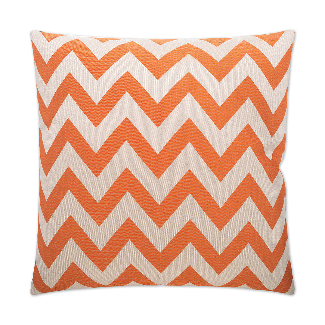 Luxury Pillow -  24" x 24" - Chevron Chic-Orange; Bright orange and white chevron pattern