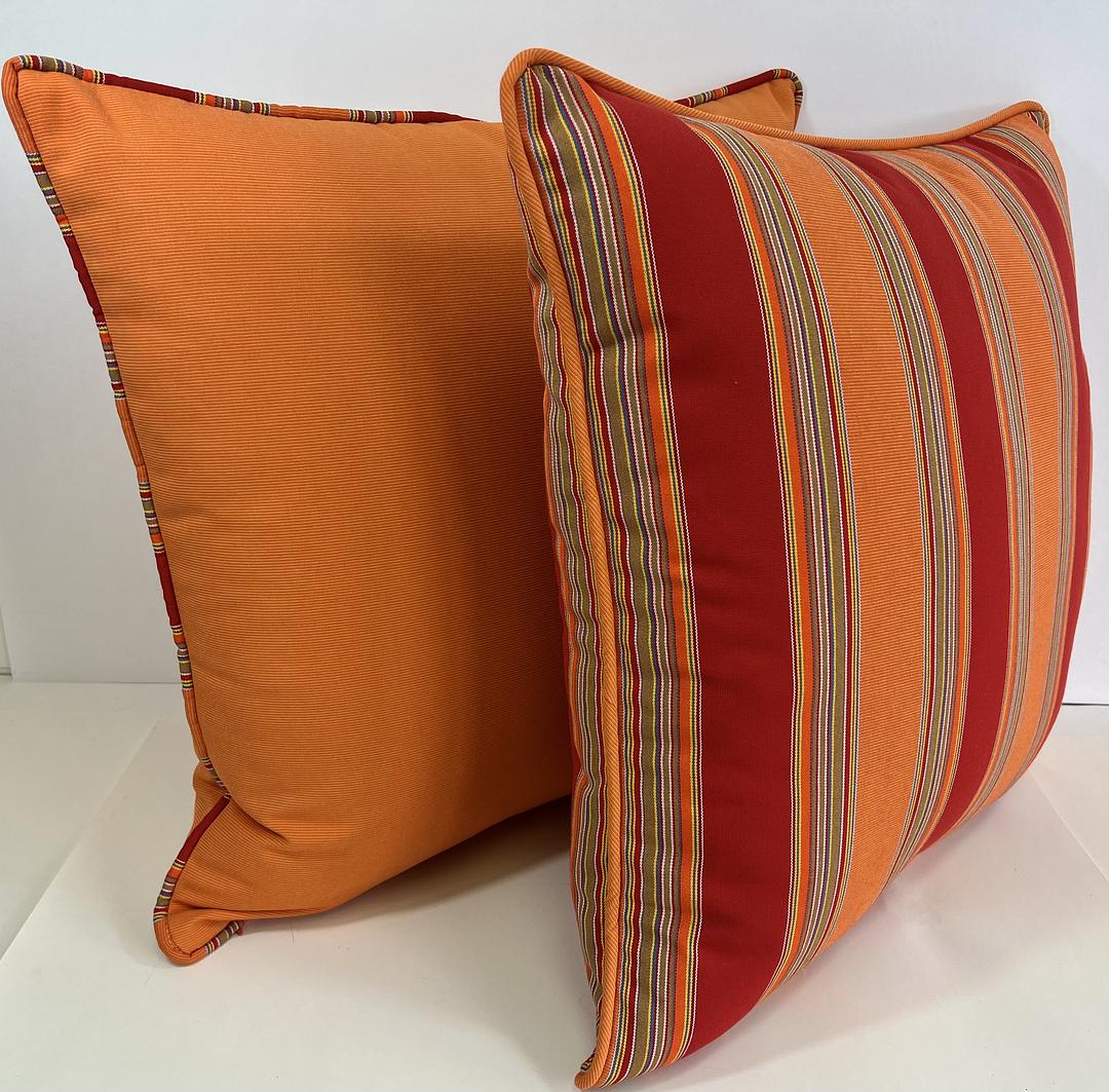 Luxury Outdoor Pillow - 22" x 22" - Hyannis Port - Orange
