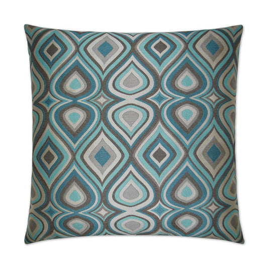 Luxury Pillow - 24" x 24" - Doyle; Teals, taupe and silver in an elegant shimmering design