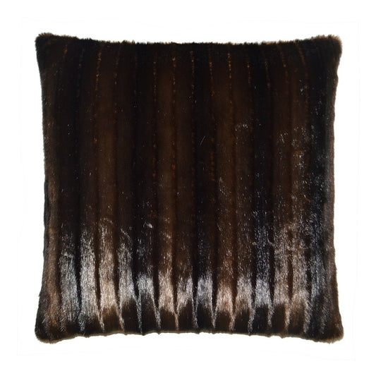 Luxury Pillow -  24" x 24" - Mod Mink; Light and Dark brown faux Mink in Striped pattern