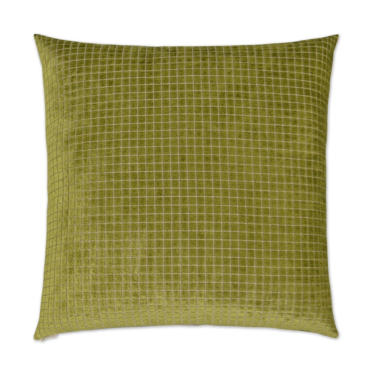 Luxury Pillow - 24" x 24" - Electric Grass; Bright green chenille with tan grid stripes