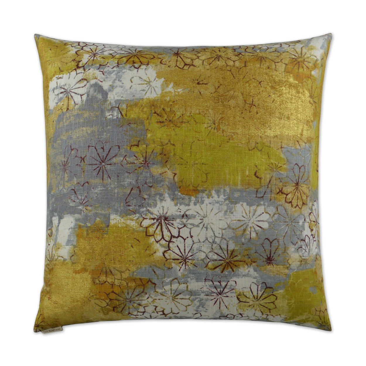 REDUCED TO CLEAR Luxury Pillow -  24" x 24" - Tahara; Yellow, Gray, White and Gold in Abstract pattern