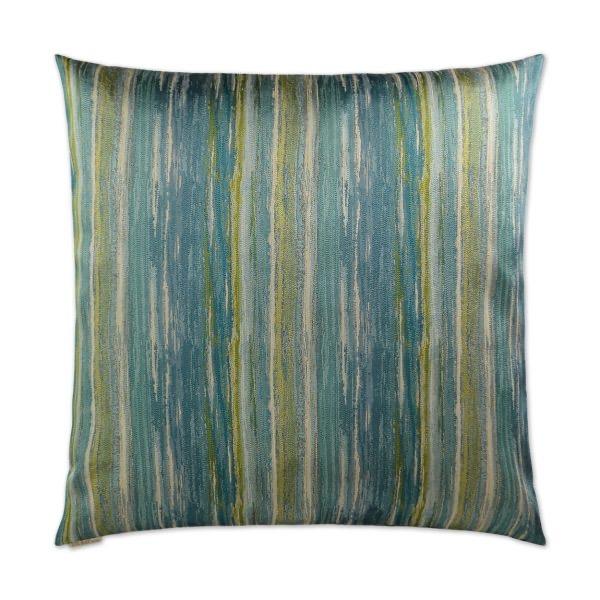 Luxury Pillow - 24" x 24" - Nimby Aqua; Blues, green, teal and gold in Striped Pattern