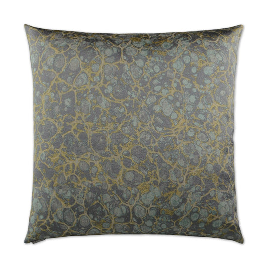 Luxury Pillow - 24” x 24” - Terrazzo Mist; Turquoise, gray and gold in an abstract pattern