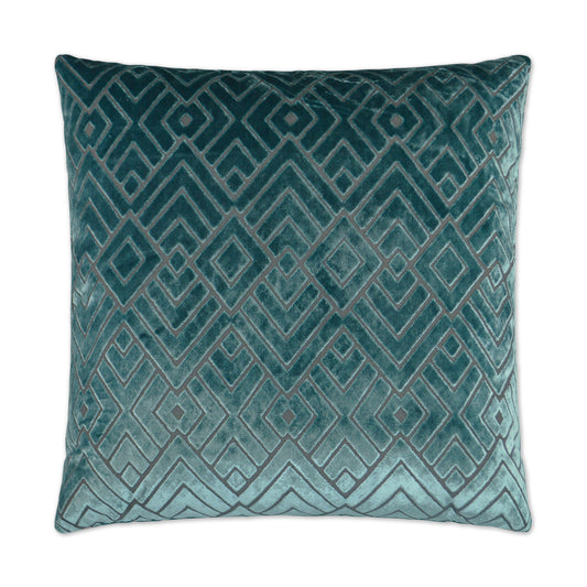 Luxury Pillow -  24" x 24" - Hipster; Teal and Black in Geometric Pattern