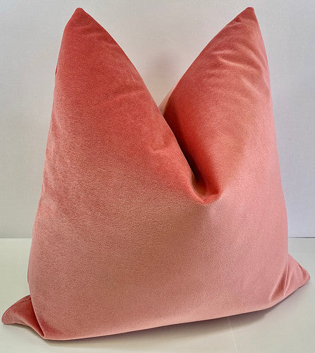 Luxury Pillow - 24” x 24” -Mohair Pink; Pink color solid in a creamy smooth velvet fabric