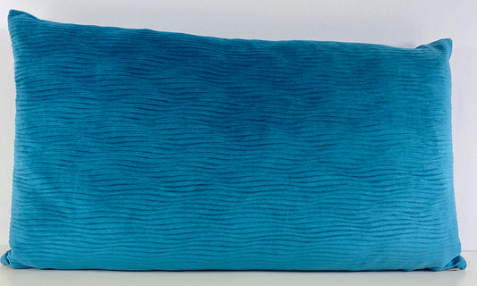 Luxury Lumbar Pillow - 24" x 14" - Stream Peacock; Bright peacock solid with a wavy pattern in the soft fabric.