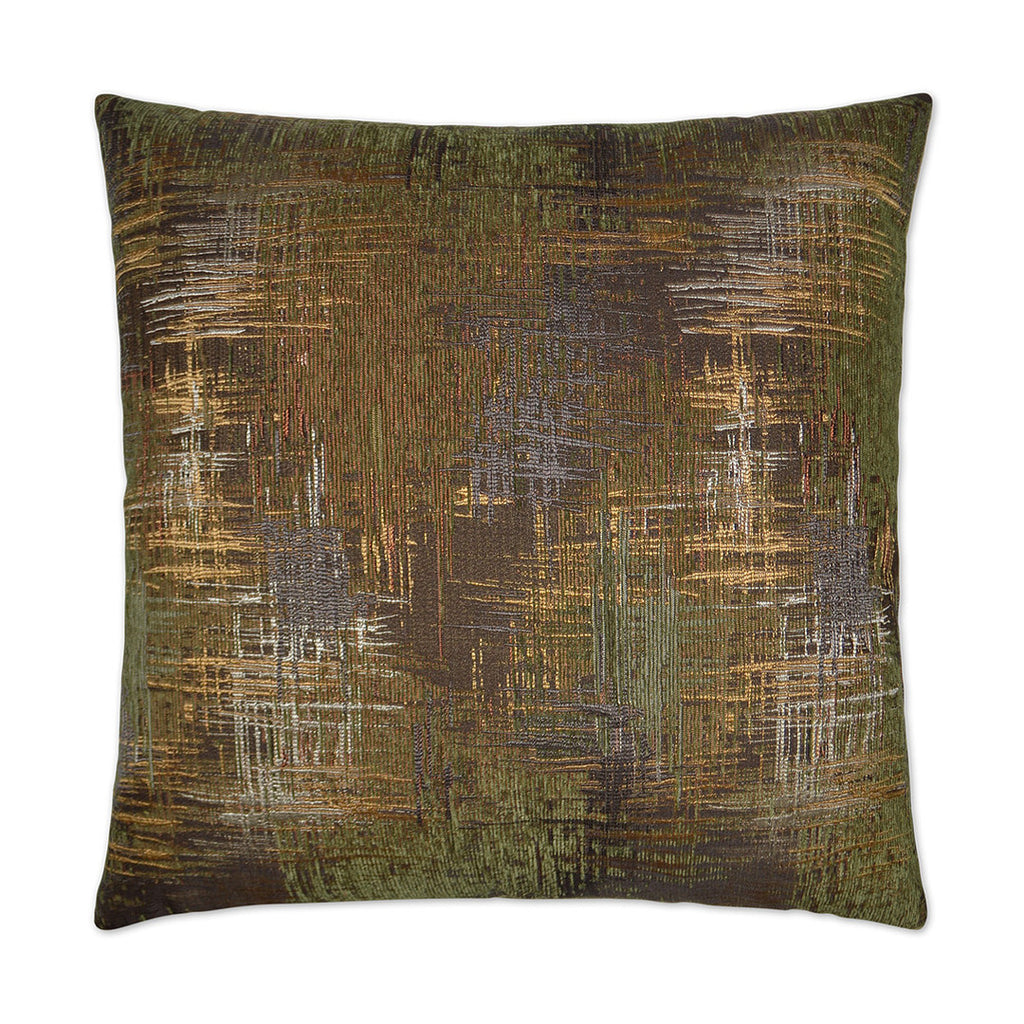 Luxury Pillow -  24" x 24" - Astrid - Olive; Scrubbed bronze, gold and green on a brown base