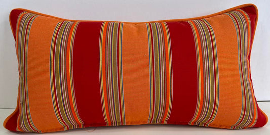 Luxury Outdoor Lumbar Pillow - 22" x 12" - Hyannis Port Stripe; Sunbrella, or equivalent, fabric with fiber fill