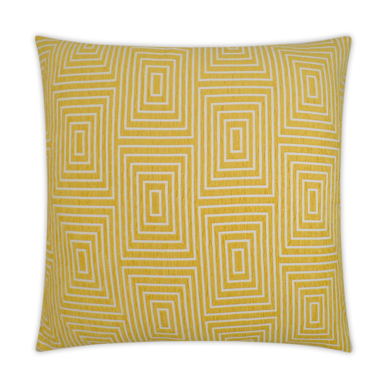 Luxury Pillow - 24" x 24" - Estelle; Yellow chenille geometric pattern on a cream background