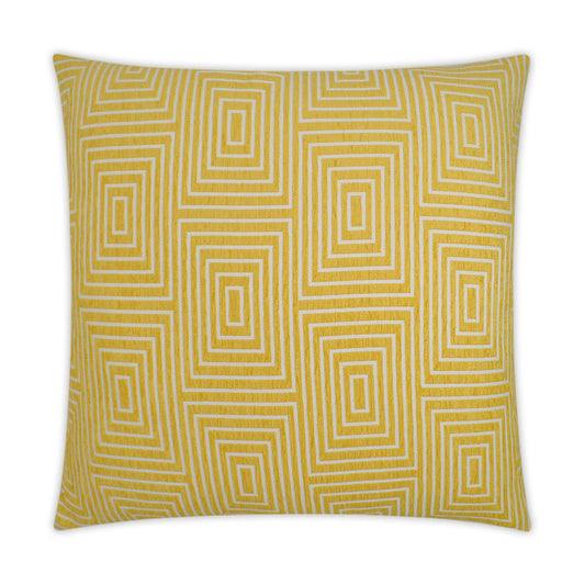 Luxury Pillow - 24" x 24" - Estelle; Yellow chenille geometric pattern on a cream background