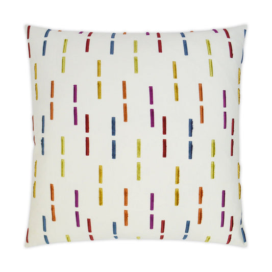 Luxury Pillow - 24” x 24” - Makeover; Embroidered colors of orange, red, blue, yellow & green on a bright white background