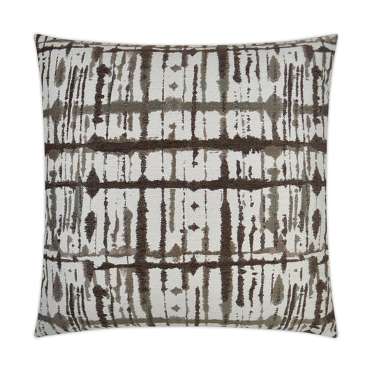 Luxury Pillow - 24" x 24" - Maddox - Latte; Embroidered abstract design of brown and grey over a cream background