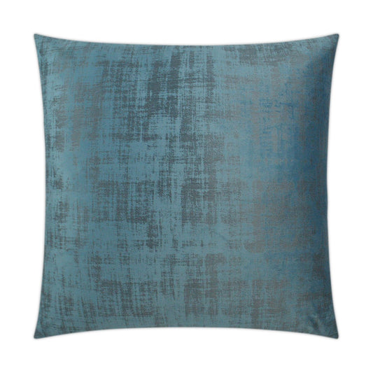 Luxury Pillow - 24” x 24” - Fresco Pacific; printed blue velvet with a scrub of grey