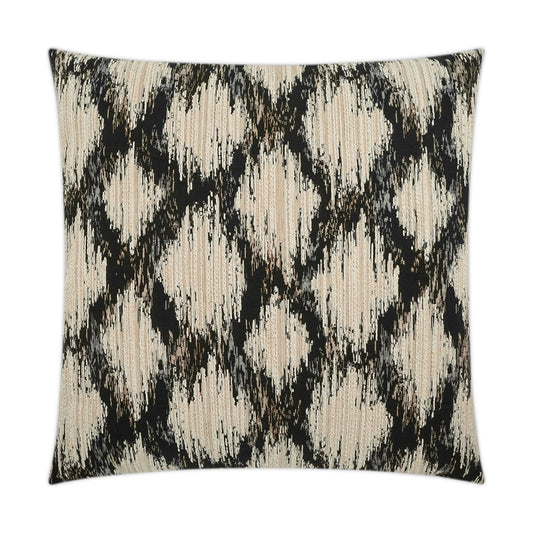 Luxury Pillow - 24" x 24" - Athena; Embroidered black, pearl and ecru geometric