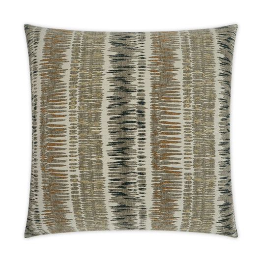 Luxury Pillow - 24" x 24" - Zorro Mushroom; Chenille stripes of taupe, brown, black & gold on a cream background