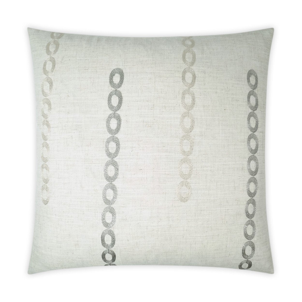 Luxury Pillow - 24" x 24" - Links; Embroidered silver chain links on a white background