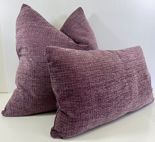 Luxury Lumbar Pillow - 24" x 14" - Azaad-Solid; Mauve textured pillow