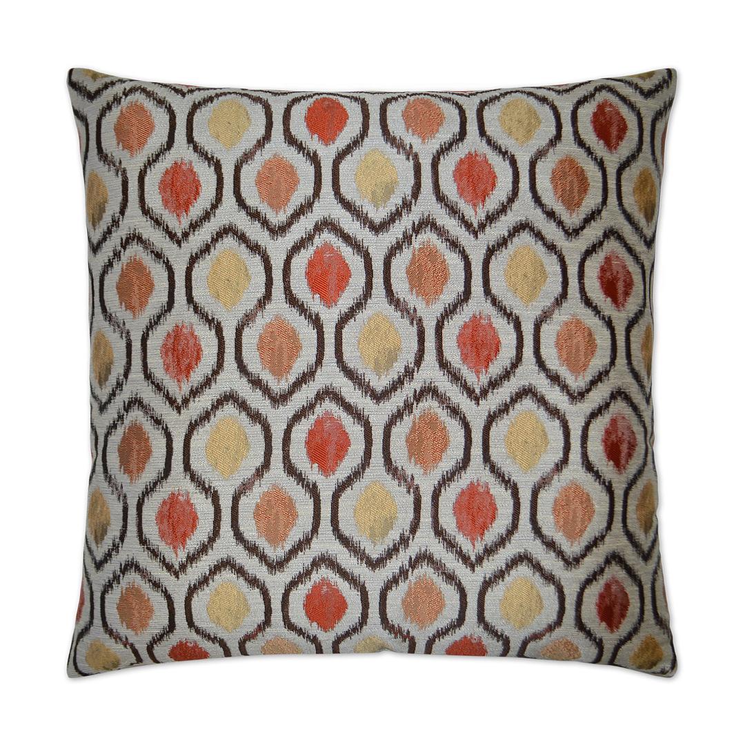 Luxury Pillow -  24" x 24" -  Brandon - Brick; Coral, salmon & wheat design on a cream background