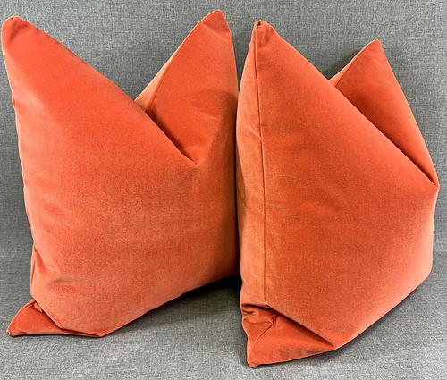Luxury Pillow - 24” x 24” - Coral Reef; Bright coral color solid in a creamy smooth velvet fabric
