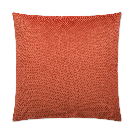 Luxury Pillow - 24" x 24" - Flex Paprika; Solid paprika chenille in a basketweave jacquard pattern