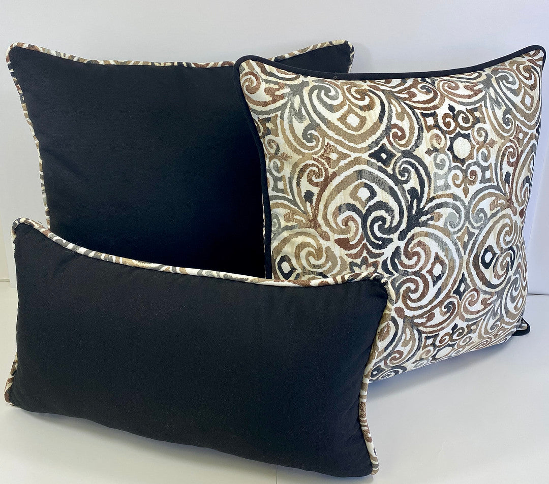 Luxury Outdoor Pillow - 22" x 22" - Montecito - Black Gate; Sunbrella, or equivalent, fabric with fiber fill